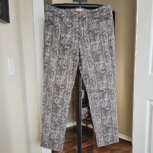 Westbound Brown Snake Reptile Print Park Avenue Fit Pull On Slacks Pants